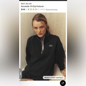 New in Bag ALO Yoga Black Half-Zip Sweatshirt!!